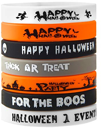 FEPITO 35 Stück Halloween Armband Silikon Armbänder 7 Klassische Halloween Muster Gummiband Armbänder