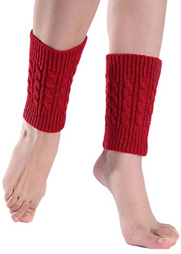 1 Paar Bein Stulpen Damen Warme Beinstulpen Strick Rot