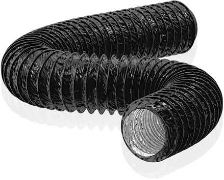 HG Power 125mm Ducting Length 5m PVC Aluminium Flexible Ventilation Duct PVC Pipe Tumble Dryer Vent Hose for Hydroponics Extractor Fan, Cooker Hood, Bathroom, Toilet, Black
