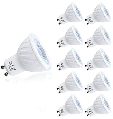Ankey 10X Lampadine LED GU10, 6W equivalenti a 60W,Massima Efficienza e Risparmio Energetico, adatte per illuminazione a binario e case da incasso,Bianca Fredda