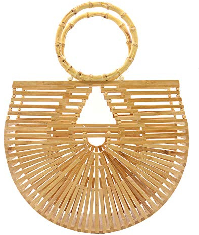 Miuco Womens Bamboo Handbags Handmade Purses Tote Bag Small