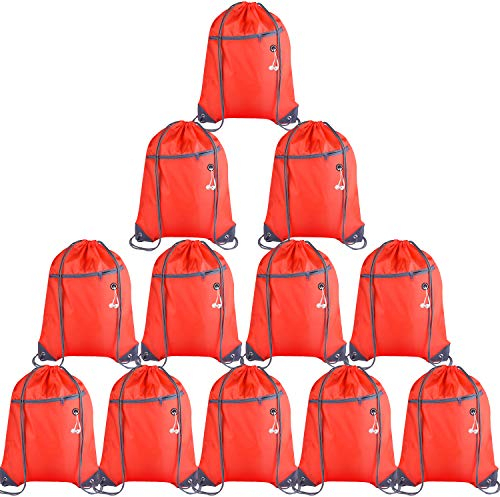 KUUQA 12 x Beutel mit Kordelzug und Reißverschlusstasche, Kordel, Rucksack, Großpackung, Rot/Ausflug, einfarbig (Getaway Solids), 12Pcs 15.7*13.4, Auf Reisen