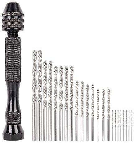 Maexus Twist Drill Bits, set di punte per trapano a mano per la lavorazione del legno, per la resina, gioielli, noce, ambra, cera d'api, dado d'oliva (26 pezzi)