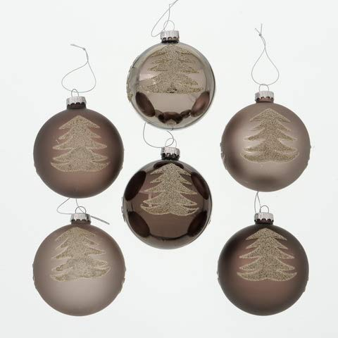 BOLTZE 2003805 Edelwald Weihnachtskugel grau Sortiert 8 cm (1 Stück)