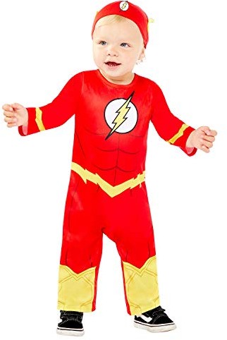 Amscan - Baby-Kostüm The Flash, Strampelanzug und Mütze, Serie, DC Super Heroes, Motto-Party, Karneval