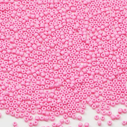 Tibaoffy Rose Perles de verre de taille 8/0 3 mm pour la fabrication de bijoux (Total Environ 100g Environ 3600pcs)