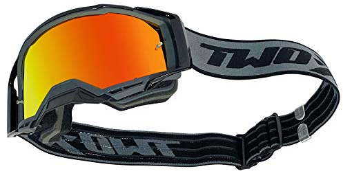 TWO-X Cross-Brille - Motocross-Brille mit verspiegeltem Iridium Glas - Kratzfeste Brille - Enduro & Downhill - Schutz-Brille - Atom - Outbreak-Grau