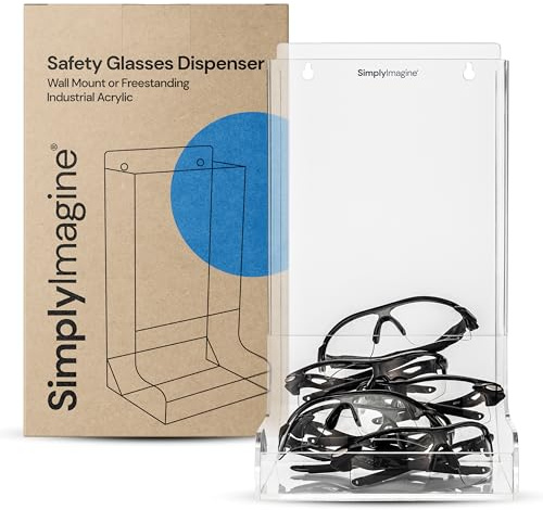 SimplyImagine Schutzbrillenspender, strapazierfähig, Acryl-Halter für Industrie, Zahnmedizin, Laboreinstellung – transparenter Ständer oder Wand-Organizer, Besucherschutzbrillenhalter für