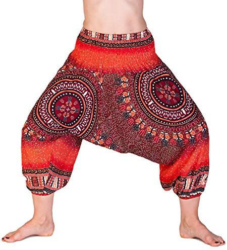 PANASIAM Aladinhose 3/4 Länge - Haremshose Damen & Mädchen - Yogahose | aus 100% Viskose, einfarbig & mit Muster, je nach Körpergröße bei Damen wie Caprihose, bei Kindern (ca. 10-14 J.) länger