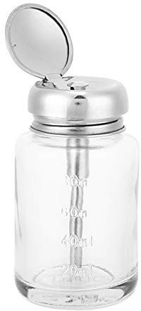 Pompe à Dissolvant pour Vernis Ongles, Distributeur Alcool Verre Vide Verrouillable Distributeur Pompe Verre Bouteille Cosmétique Flacon avec Capuchon pour Cleaner Ongles Degraissant (Press Bottle)