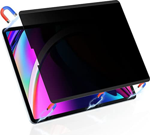 Peslv Protection d'écran magnétique de confidentialité pour iPad Pro 12,9 2018 2020 2021, filtre privé anti-reflet de lumière bleue, haute sensibilité, sans bulles, facile à installer - Noir