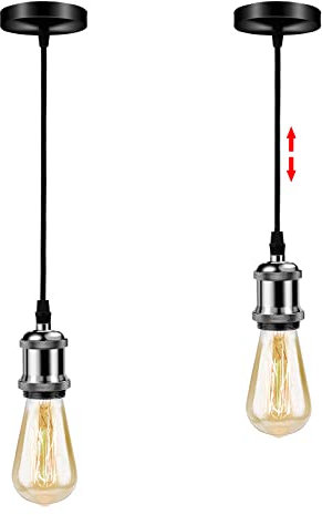 Industrial Ceiling Pendant Lights, Vintage Pendant Light Fixtures, Long Retro Pendant Lights Fitting with 1.1m Adjustable Cable, Aluminum Alloy E27 Holder (No Bulb) for Hallway Kitchen Bedroom 2 Packs