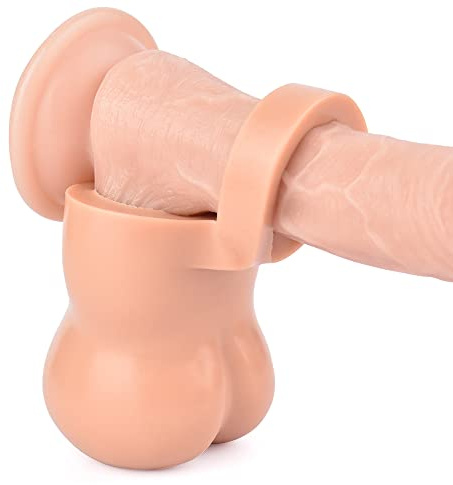 Bad Dragon - Wearable Nuts Skin Penisring Hodenring lange und harte Erektion Sexspielzeug Sextoy Penisring mit Hoden (Medium)
