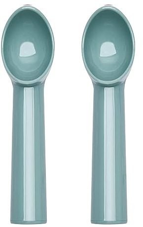 OULIGET Heavy Duty Durable Ice Cream Scoop, 2 Pieces, Green, Plastic, Nonstick Anti-Freeze, 7 Inch