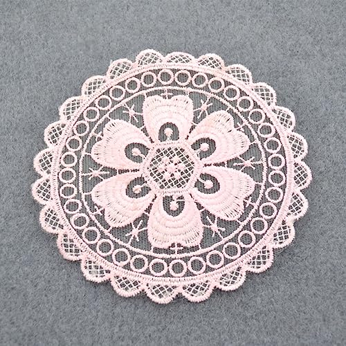Wambere 2 Stück 13 cm Gestickte Tischset-Untersetzer aus Spitze,Spitze Deckchen Häkeln Handgemacht Spitze Untersetzer Rund Tischset,Für Tischdekoration,Hochzeitsdekoration,Festivaldekoration,Rosa
