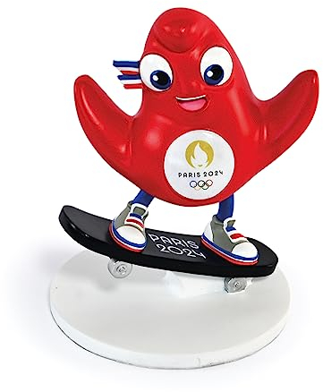 DOUDOU ET COMPAGNIE - Mascotte Phyrge Skateboard - Paris 2024 - JO2510 - Taille 13 Cm - Design Rouge Authentique - Produit Sous Licence Officielle - Idéal Fans Et Collectionneurs