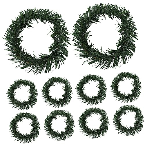 Vaguelly Wohnkultur 10 Stück Party-Dekoration Weihnachtskerzen Tannenbaum-Dekor Kerzenkränze Tür-Wandbehang Kerzenringe Für Säulen Tannennadeln Kerzenständer Dekorieren Partyzubehör PVC