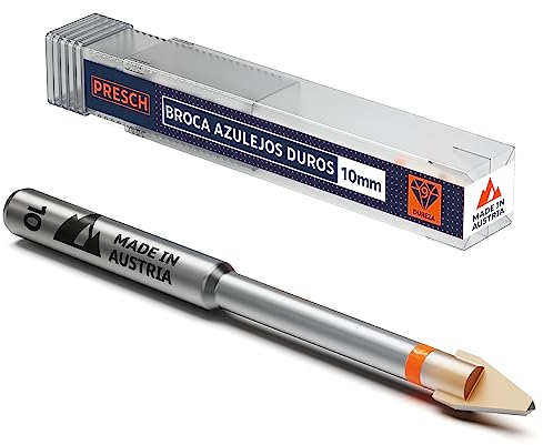 Presch Fliesenbohrer 10mm | Feinsteinzeug Bohrer für Keramik, harte Fliesen, Porzellan und Glas | Profi Porzellanbohrer, Keramikbohrer inkl. Box
