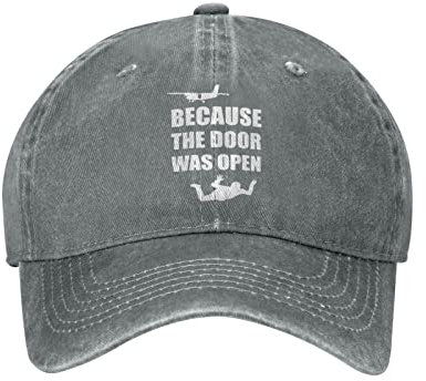 Parce Que la Porte était Ouverte Parachutiste Unisexe Chapeau de Cowboy Casquettes de Baseball réglable Sport Golf Denim Casquette Casquette Noir