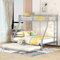 Etagenbett Kinderbett 200x140/200x90cm, Metallbett mit ausziehbarem Bett, Hochbett mit Leiter auf beiden Seiten, Metall Bettgestell für Kinder, Jugendliche, Erwachsene(Silber)