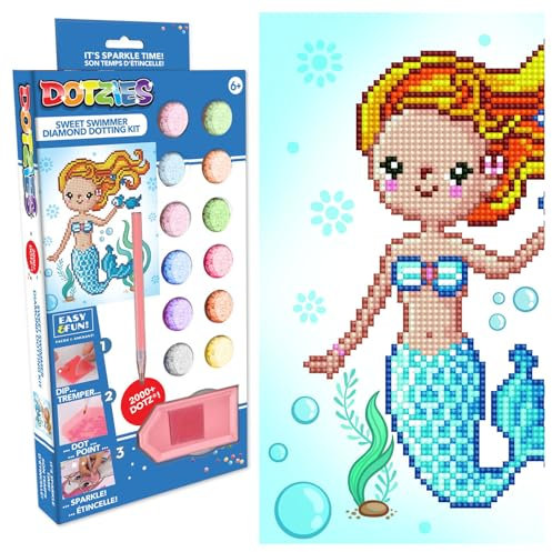 DIAMOND DOTZ DOTZIES 2593211 Original 5D Diamond Painting Set, Meerjungfrau, DIY Diamant-Malerei mit Glitzersteinen, Diamanten-Bastelset für Kinder ab 6 Jahren, Beginner