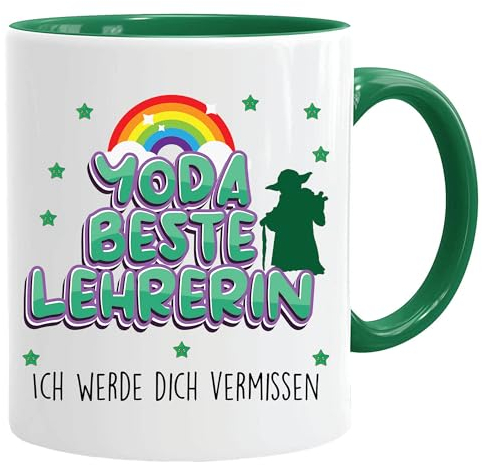 Jungle Mug Tazza per bambini della scuola, Yoda miglior insegnante. Ti mancherai, tazza Yoda, Baby Yoda, regalo per la prima elementare, idea regalo, inizio scuola scolastica