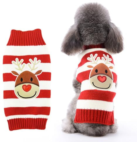LATRAT Weihnachten Hundepullover, Rot-Elch, M, Warm, Acryl, Pull On, Winter, Elch, Unisex, Klein bis Groß, Bequem, Wärmend, Pflegeleicht, Stretch
