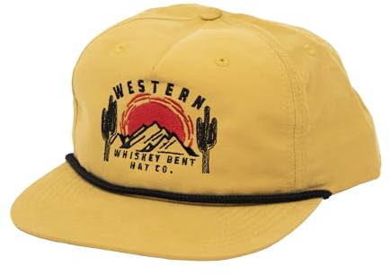 WHISKEY BENT HAT CO. Snapback-Hut für Western-Sonnenuntergang, verstellbar, LSF 50+, wasserabweisend, mit Seil, Gelb gebrannt, Einheitsgröße