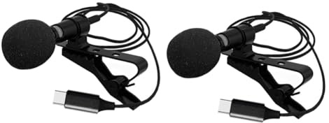 Mikikit 2pcs Mini Lavalier Microphone Small Condenser Recording Mic for Smartphone Pu Bag for Asmr and Phone Recording
