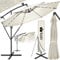 tillvex Alu Ampelschirm LED Solar Ø 350 cm mit Kurbel + Abdeckung | Sonnenschirm mit An-/Ausschalter & Windschutz | Gartenschirm UV-Schutz Aluminium | Kurbelschirm mit Ständer Marktschirm wasserdicht