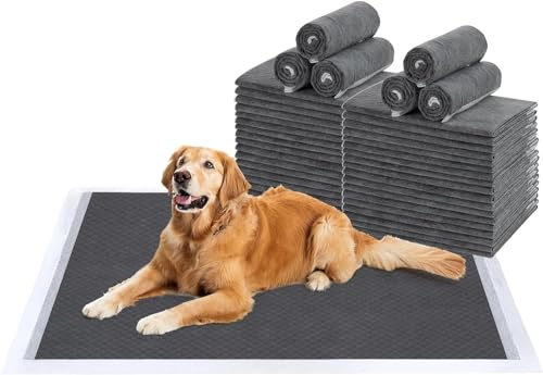 Flying Paws Puppy Pads 50 Pack, 60x90 cm Super Absorbent Pet Dog Training Pads, Leakproof Pee Pad with Charcoal Odour Control, Ideal for Larger Pets Floor Protection Toilet Pee Mat XL-50
