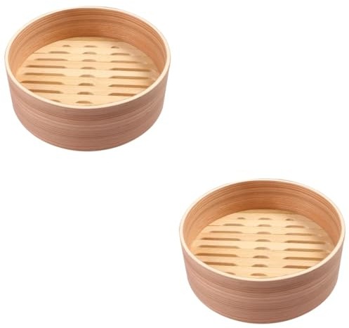 Cabilock 2 Piezas vaporera de madera de pino cesta de dim sum vapor de de de cocina bollos de vapor bollo relleno al vapor buque de vapor jaula