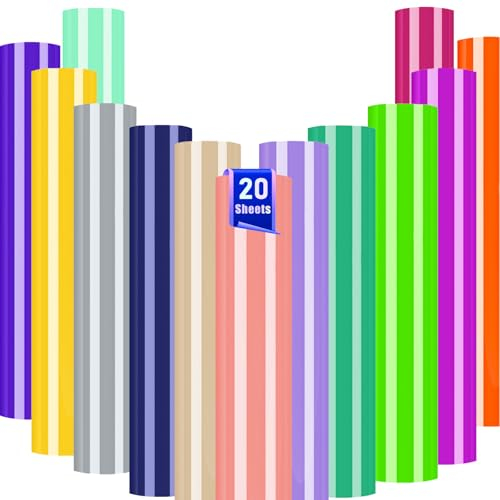 YAFLC Selbstklebend Vinylfolie Plotter, 20 Stück 30.5 x 21cm Plotterfolie Vinyl, Selbstklebendes Vinyl für DIY Handwerk, Becher, Fenster Pastell