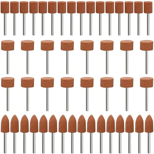 Juego de 48 puntas de lijado de corindón para Dremel, vástago de 1/8 pulgadas para lijar, pulir, desbarbar, para uso en piedras preciosas, vidrio, metal y madera