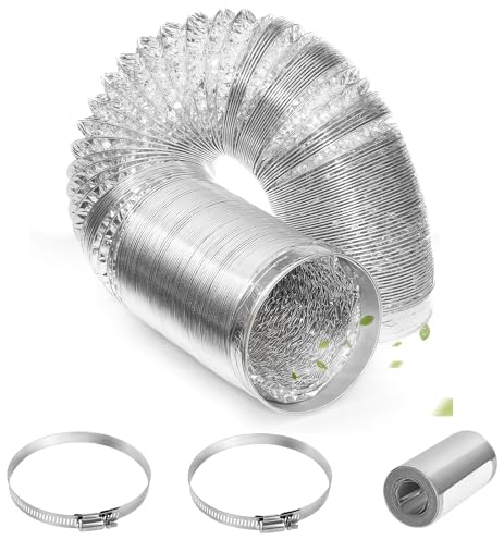 Orssmigs Jeu de 4 Tuyau Climatiseur Mobile,Ø100mm x 3M Tuyau Evacuation en Aluminium Double Couche avec 2 Colliers de Serrage et 1 Ruban Adhésif pour Extracteur d'Air, Climatiseur Mobile, Seche Linge