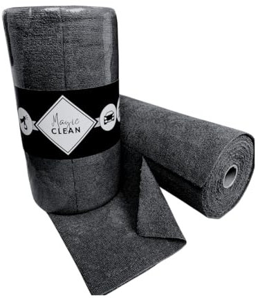 TECH N'FAST 75 Chiffons Microfibres Noirs – Rouleau Déchirable 30x30cm – Chiffons Réutilisables et Lavables sans Peluche – Microfibres Multi-Usages Maison, Vitres, Cuisine, Auto – Noir