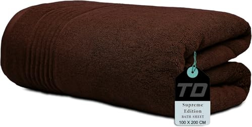 Textile Do Luxury Super Jumbo Bath Sheet (100 x 200 cm-700 GSM) 100% Egyptian Cotton Extra Lage Bath Sheet Towels (Cotton, Chocolate)