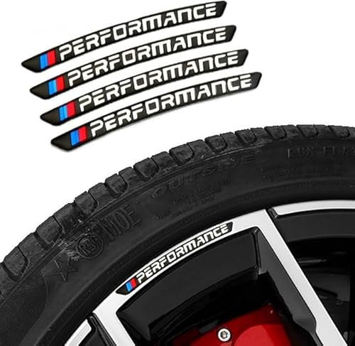 Generisch 4 x 3D-Aufkleber für Radnaben, dekorative Aufkleber, M-Aufkleber, Auto-Logo, Abzeichen, Aluminiumlegierung, Material (schwarz