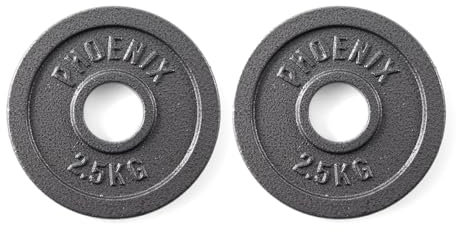Phoenix Fitness Cast Iron Olympic Weight Plates - 2-Inch Free Weight Plate for Barbell Dumbbell Bars, Weightlifting & Strength Training at Home Gym - Pair, 2.5kg