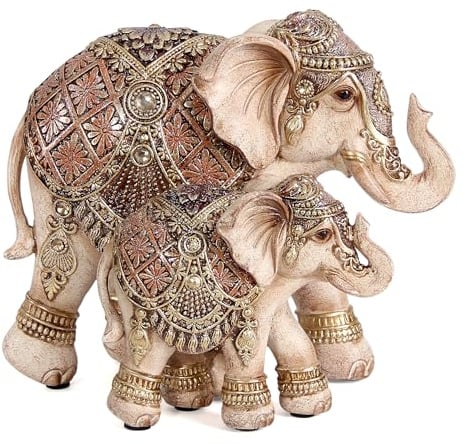 Elefant Deko Statue Mutter Kind Elefanten Figur Elefant Glücksbringer | Mutter Kind Elefanten Statue, Elefantenmutter Baby Figur, Glücksbringer Deko Wohnzimmer Regal Fensterbank Geschenk Mama