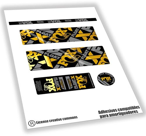 WP486 Aufkleber kompatibel mit Fox Float X Elite Rear Shock Bike Aufkleber, MTB Decals, Auffkleber, Federgabel (Chrom-Gold)