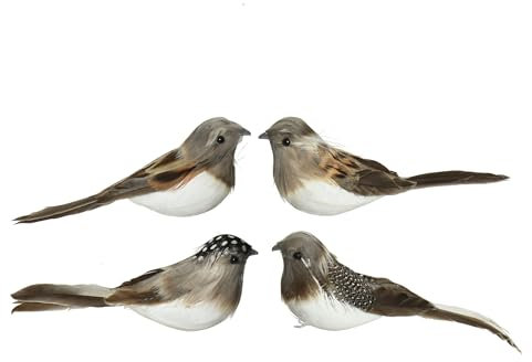 Decoris Vögel mit Federn auf Clip 11x4x4cm 2er Set Sortiert - Vogel Deko Figuren Wohndeko Osterdeko Hochzeitsdeko - Vogelfigur Frühlingsdeko - Dekovögel mit Klammer