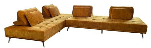 KAWOLA Ecksofa Velvet Couch WIOLO - Cognacfarbenes Samt Sofa, Wohnlandschaft, Ecksofa, Velvet Sofa