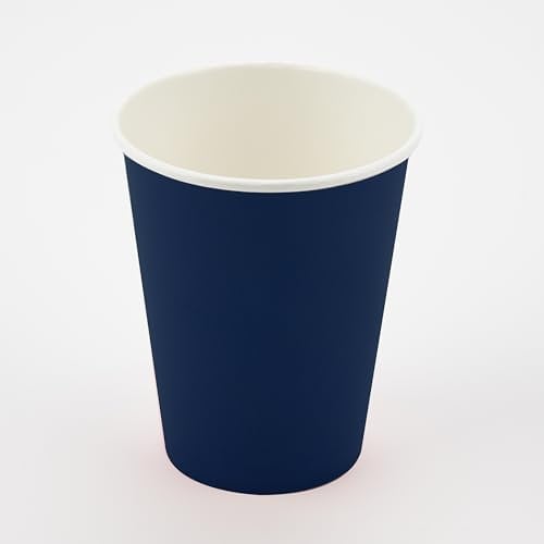 Oaktree UK LTD Pack of 8 x 9oz Plastic Free Navy Blue Paper Cups