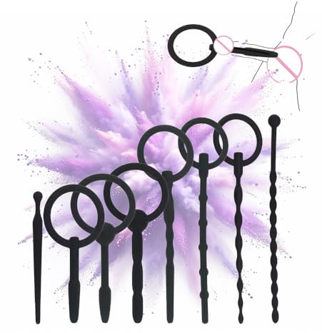 8 Stück Silikon Dilator Set Penis Plug Dilatatoren Harnröhren mit Penisring | Harnröhre Multifunktional Plugs Sexspielzeug Set Penis Stimulator Katheter Harnröhrenstimulation Sexspielzeug für Männer