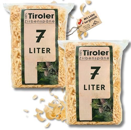 sagl.tirol Zirbenspäne Nachfüllpack für Zirbenkissen, Doppelt gesiebt, unbehandelte Zirbenholzspäne, Zirbenspäne für Kissen (14 Liter)