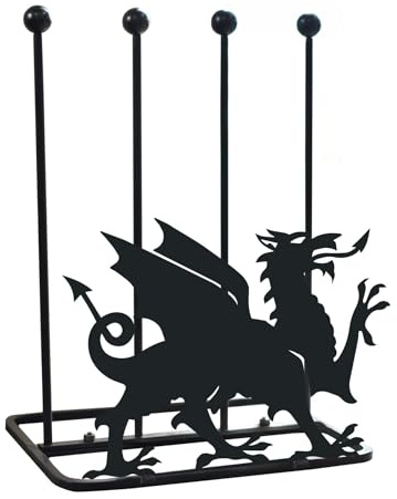 Steel Welsh Dragon Black Double Welly Boot Rack Handmade Metal Boot Holder Stand Sturdy Outdoor Footwear Storage for Garden Porch or Entryway Decor