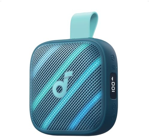 soundcore by Anker Boom Go 3i, tragbarer Lautsprecher mit 15W Sound, Blau | 24h Akku, BassUp 2.0, Notfallladung, BT 6.0, RGB Lichtshow, 2-in-1 Silikonschlaufe, IP68 wasserdichter um Wandern/Campen