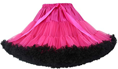 FOLOBE Femmes Tutu Costume Ballet Danse Multi-Layer Puffy Jupe Adulte Luxueux Doux Mousseline de Soie Petticoat Tulle Tutu Jupe, Roseblack, M