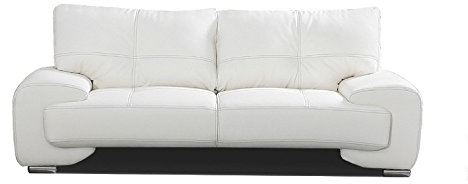 mb-moebel 2-Sitzer Design Sofa 2er Büro Kunstleder Sofagarnitur Couch kleine Florida LUX (Weiß)